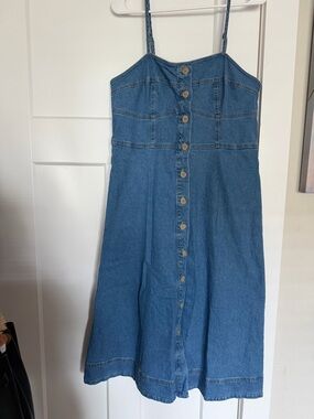 Universal Thread Blue Denim Button-Front Midi Dress